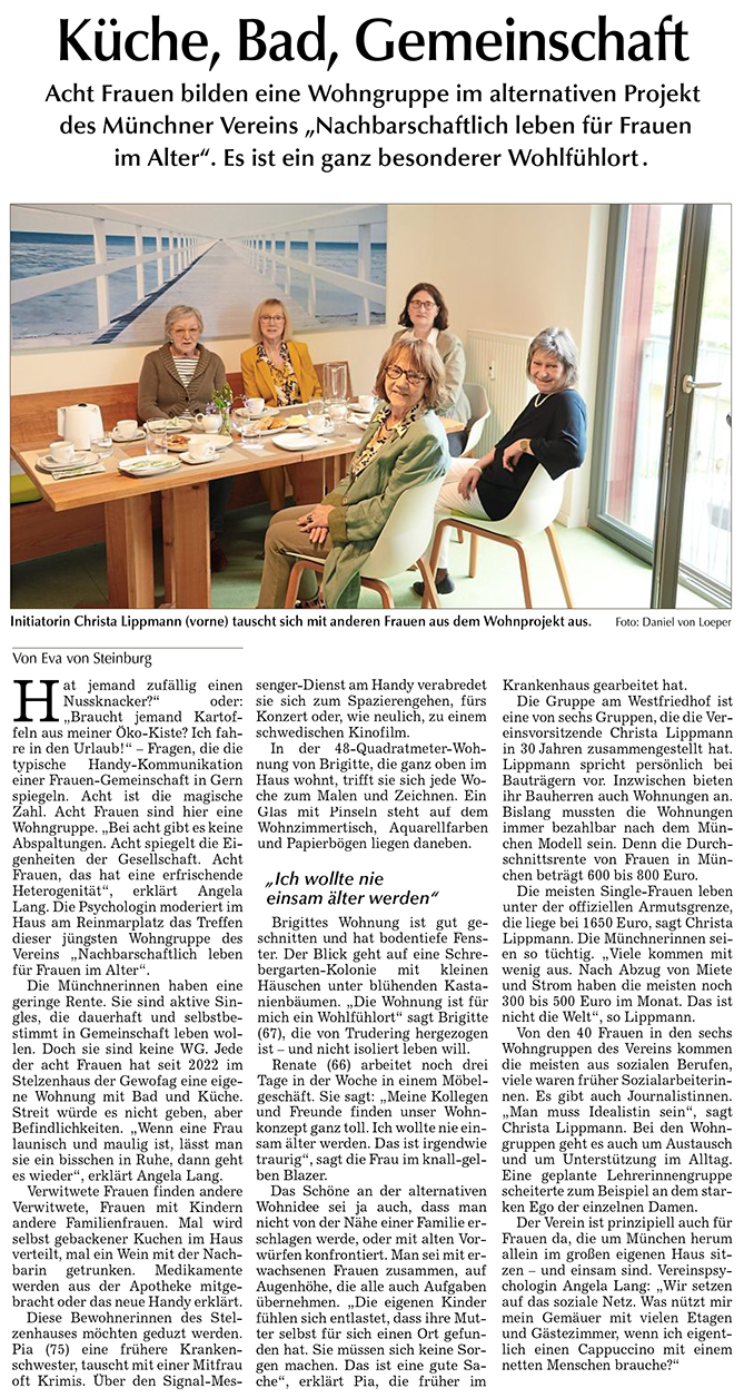 Artikel im Straubinger Tagblatt, am 23.06.2023: Küche, Bad, Gemeinschaft
